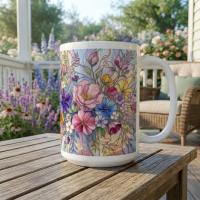 Floral Cups -  Large and Small Ceramic Mugs