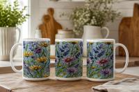 Floral Cups -  Large and Small Ceramic Mugs