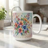 Floral Cups -  Large and Small Ceramic Mugs