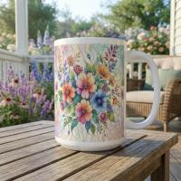 Floral Cups -  Large and Small Ceramic Mugs