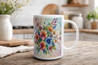 Floral Cups -  Large and Small Ceramic Mugs