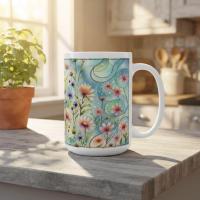 Floral Cups -  Large and Small Ceramic Mugs