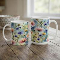 Floral Cups -  Large and Small Ceramic Mugs