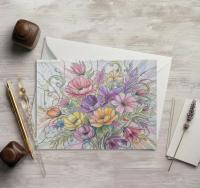 Flowers - Original Art Card - Single Card or Bulk 10 Pack of Gift Cards