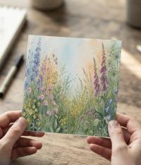 Flowers - Original Art Card - Single Card or Bulk 10 Pack of Gift Cards