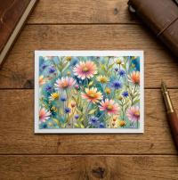 Flowers - Original Art Card - Single Card or Bulk 10 Pack of Gift Cards