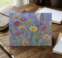 Flowers - Original Art Card - Single Card or Bulk 10 Pack of Gift Cards
