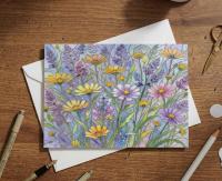 Flowers - Original Art Card - Single Card or Bulk 10 Pack of Gift Cards