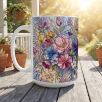Floral Cups -  Large and Small Ceramic Mugs