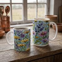 Floral Cups -  Large and Small Ceramic Mugs