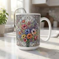 Floral Cups -  Large and Small Ceramic Mugs