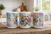 Floral Cups -  Large and Small Ceramic Mugs