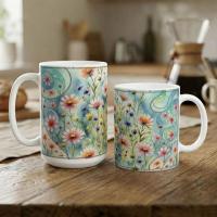 Floral Cups -  Large and Small Ceramic Mugs