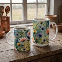 Floral Cups -  Large and Small Ceramic Mugs