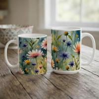 Floral Cups -  Large and Small Ceramic Mugs