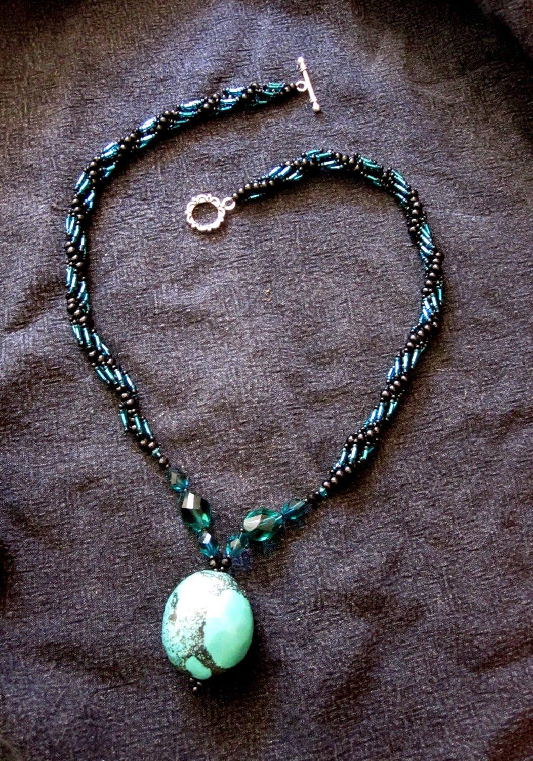 Turquoise - Spiral Stitch Necklace - w/ matching bracelet and earrings