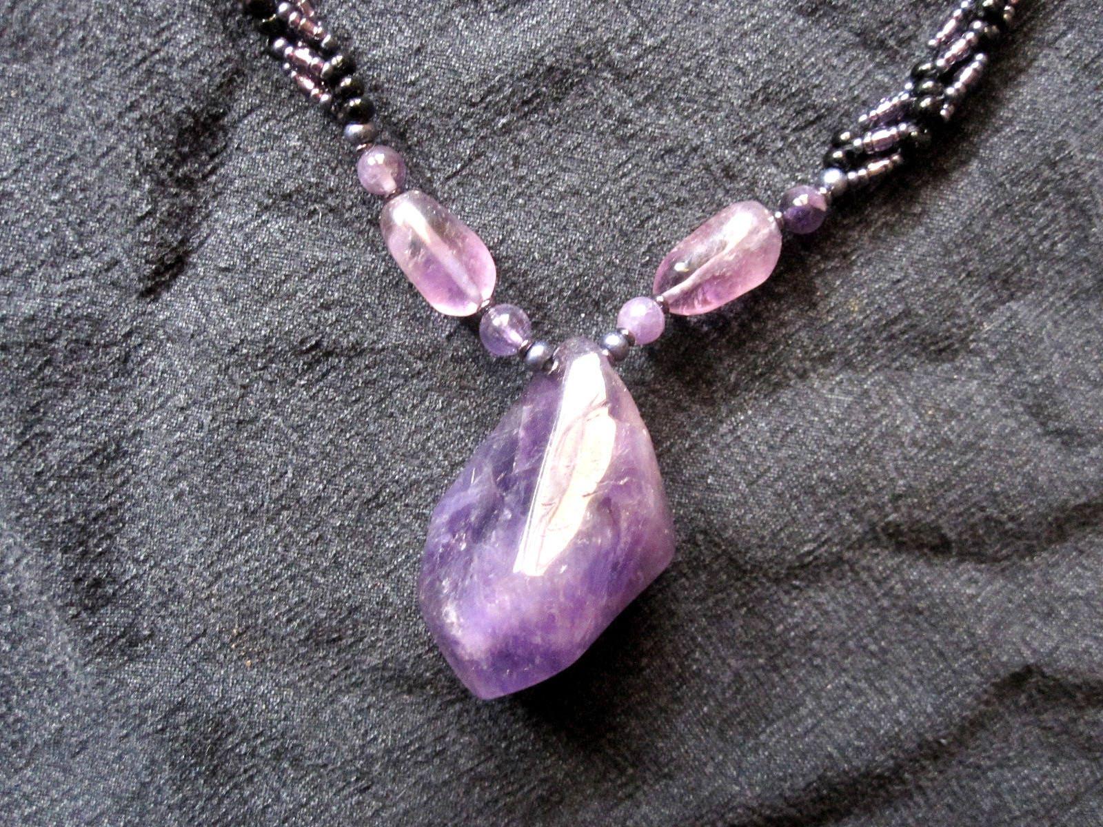 Spiral Stitch w/ Amethyst Pendant + matching earrings