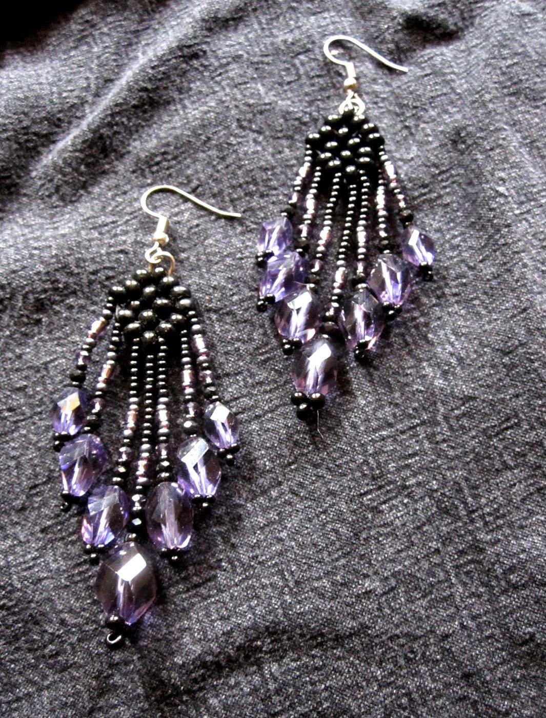 Spiral Stitch w/ Amethyst Pendant + matching earrings