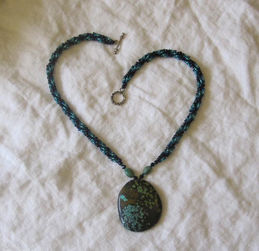 Turquoise - Spiral Stitch Necklace