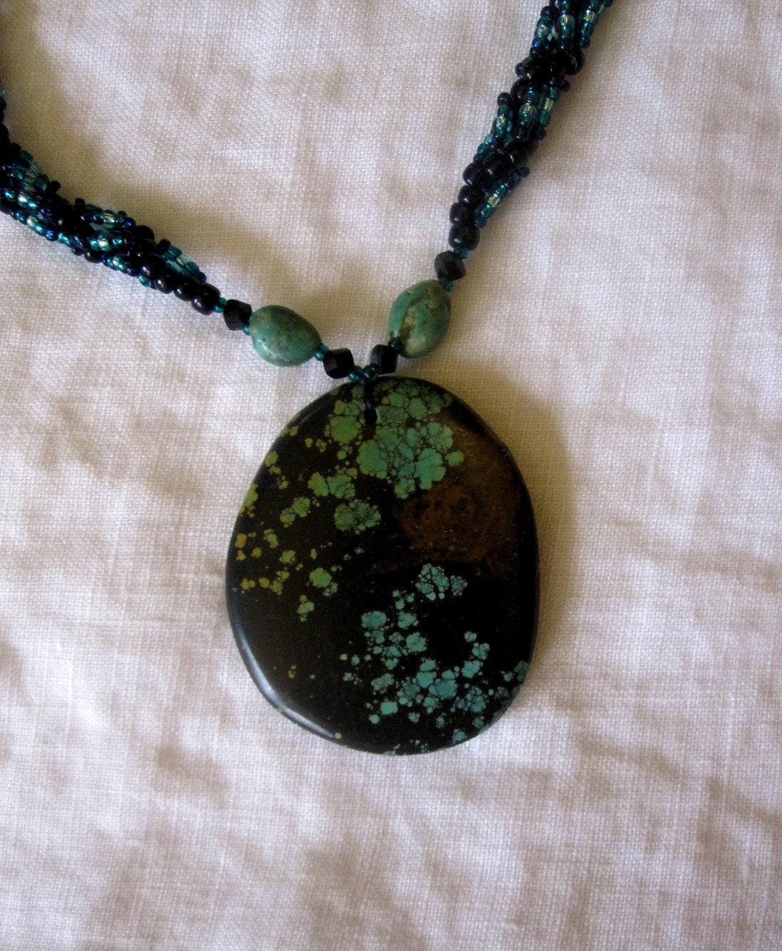 Turquoise - Spiral Stitch Necklace