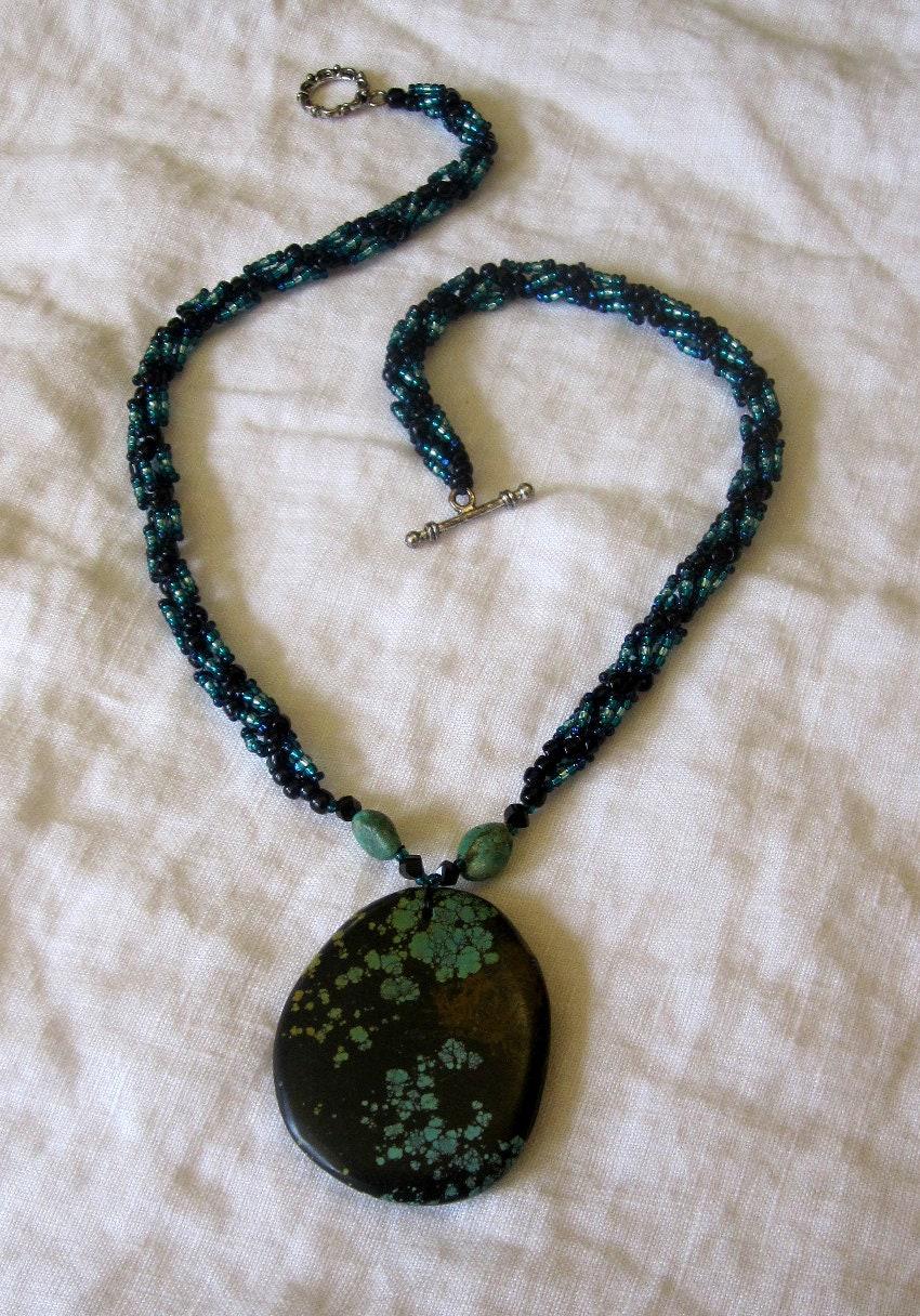 Turquoise - Spiral Stitch Necklace
