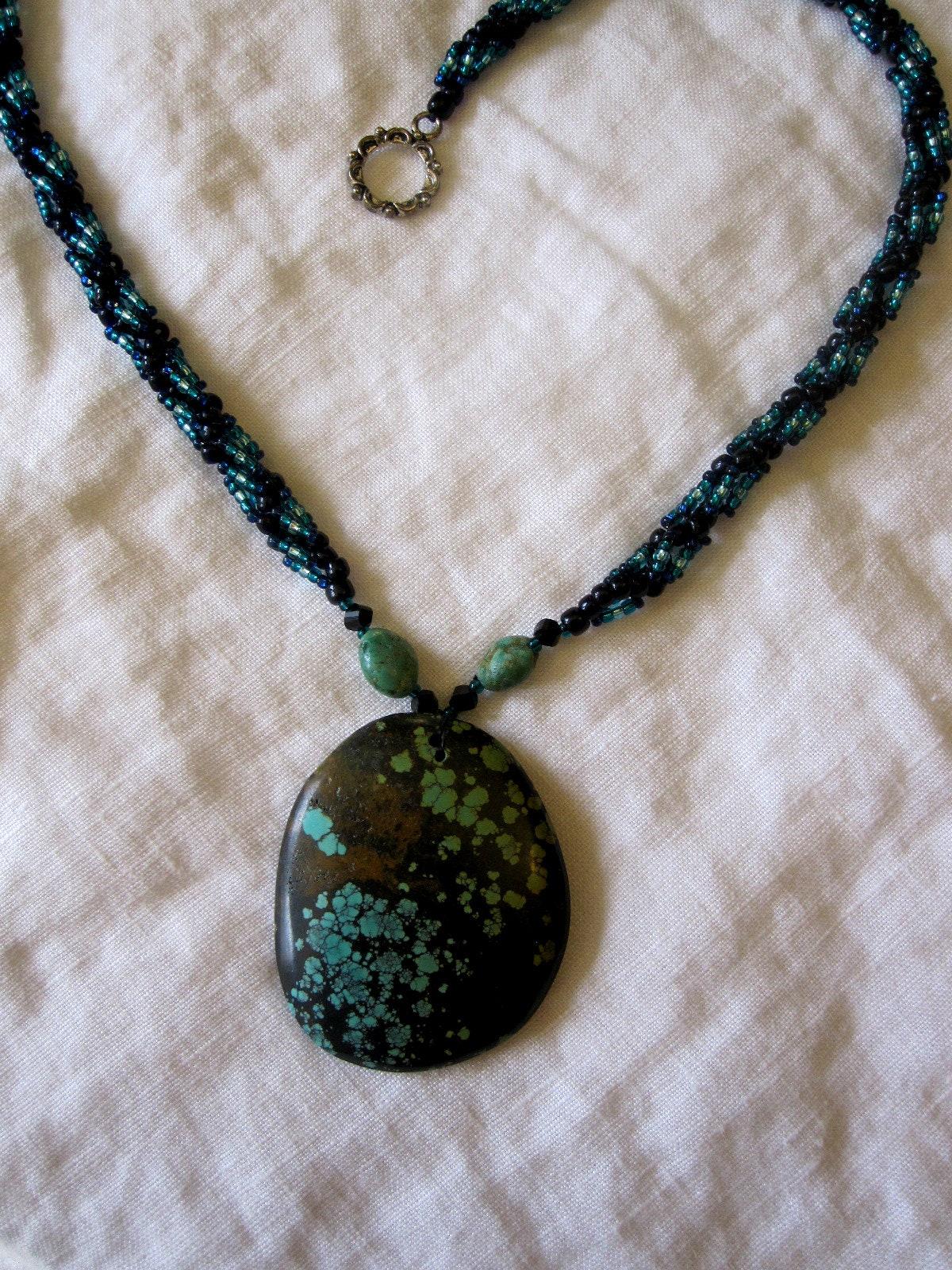 Turquoise - Spiral Stitch Necklace