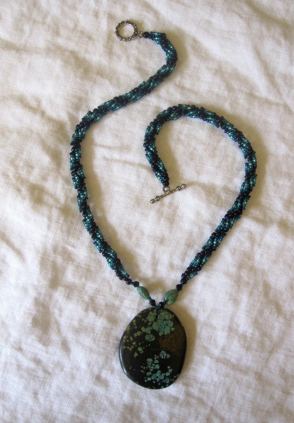 Turquoise - Spiral Stitch Necklace