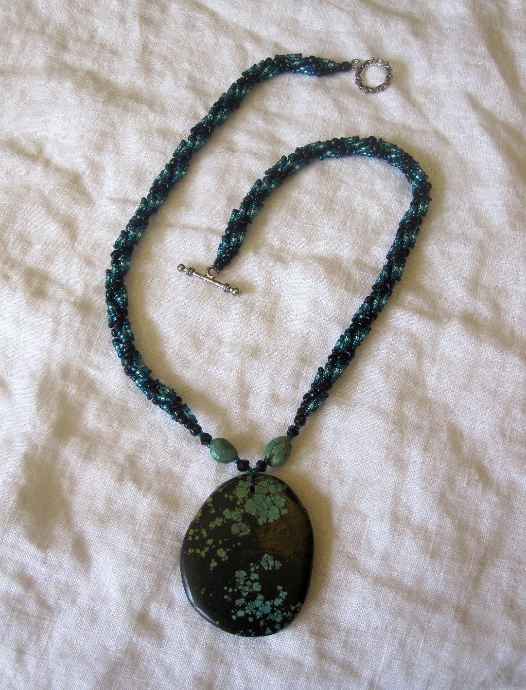 Turquoise - Spiral Stitch Necklace