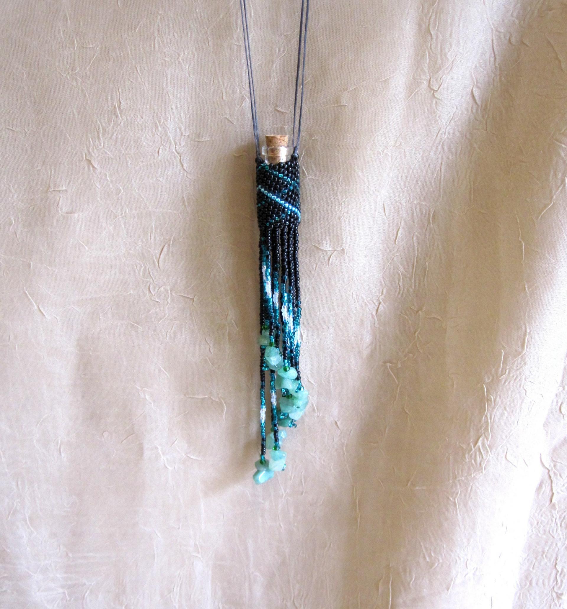 Bead Wrapped Tiny Jar Necklace