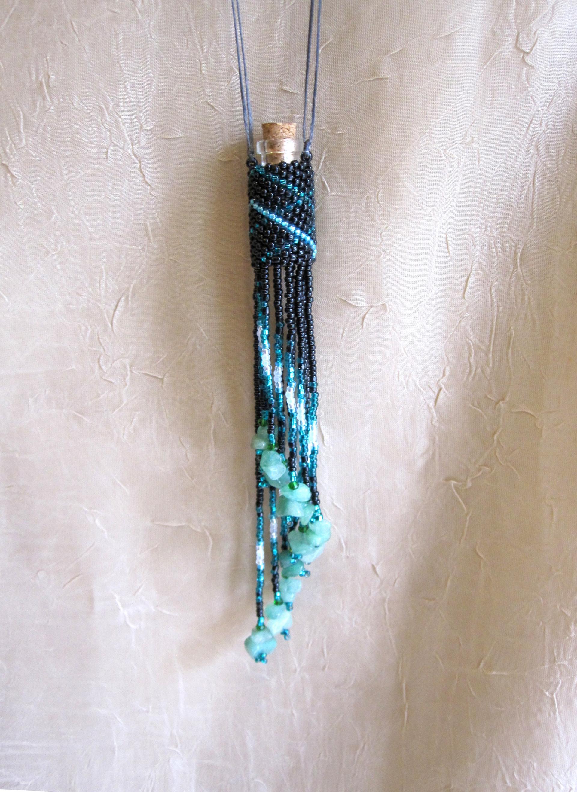 Bead Wrapped Tiny Jar Necklace