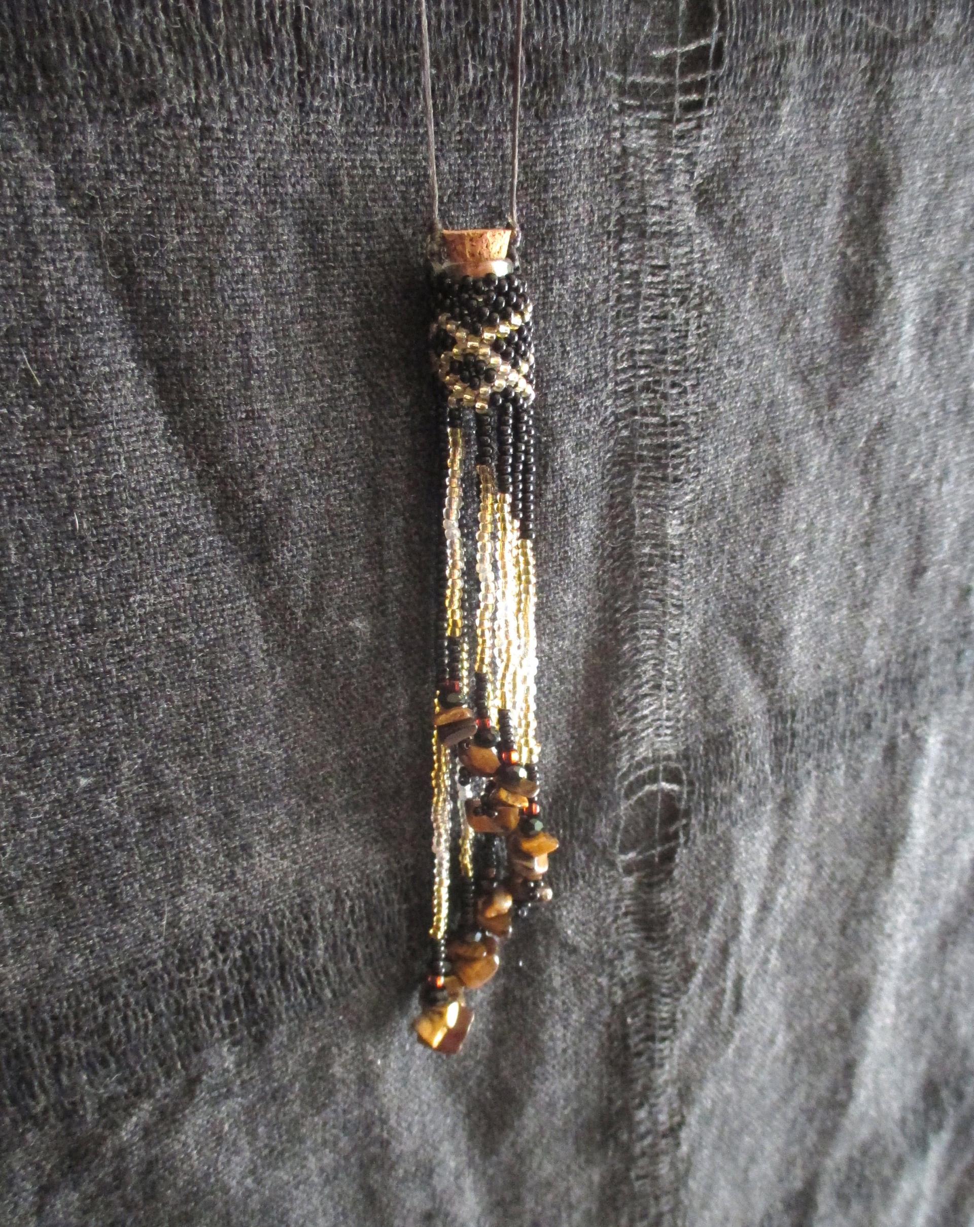 Bead Wrapped Tiny Jar Necklace
