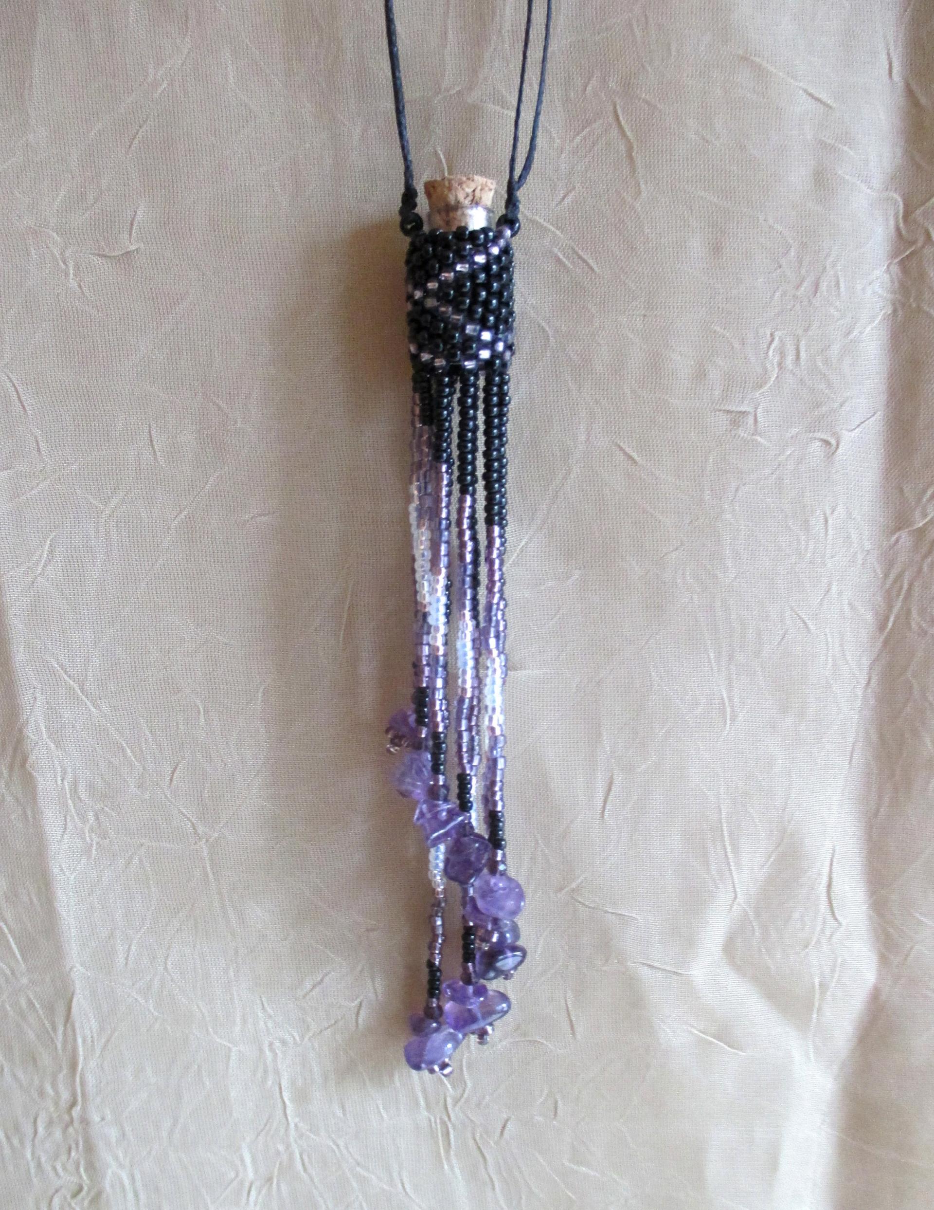 Bead Wrapped Tiny Jar Necklace