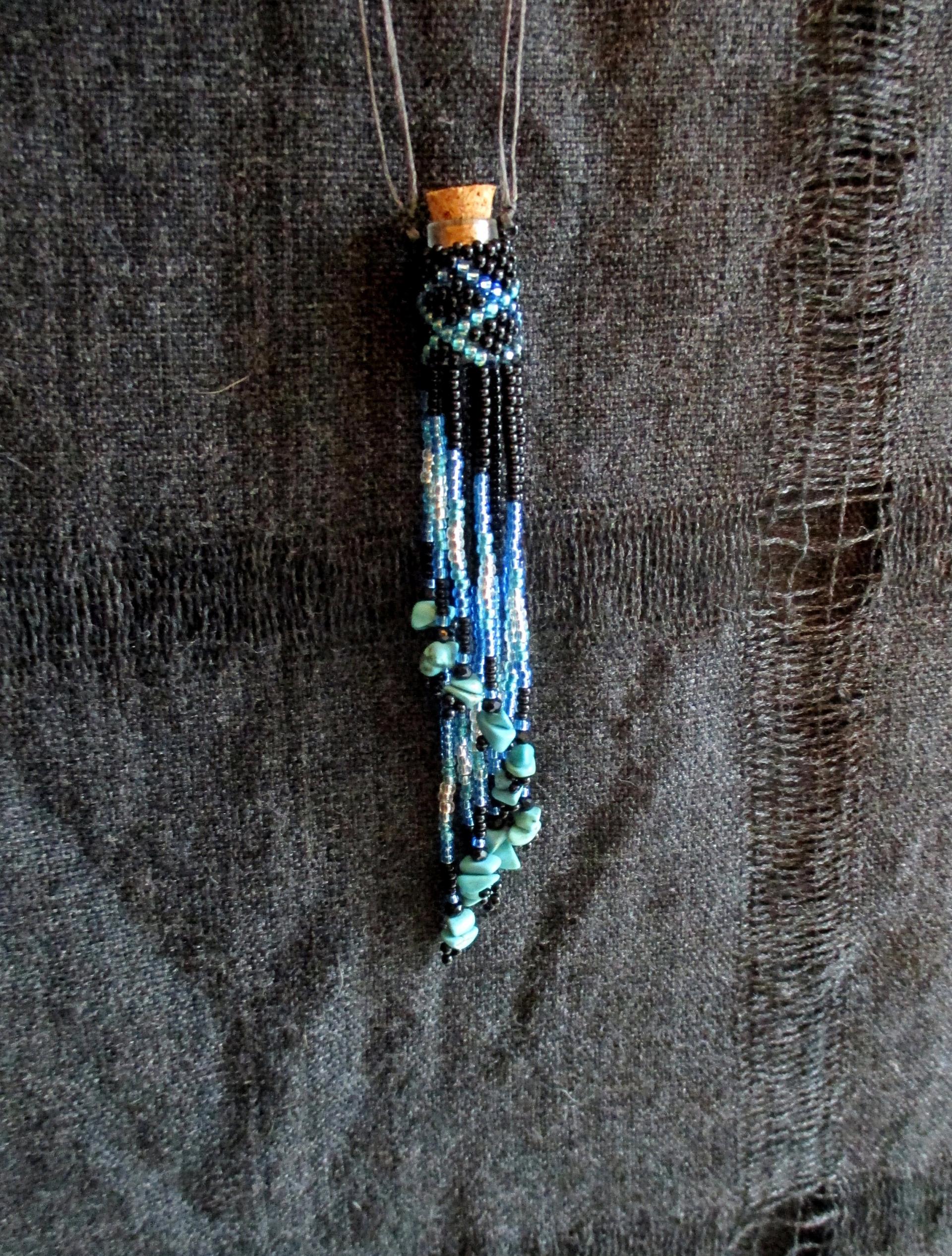 Bead Wrapped Tiny Jar Necklace