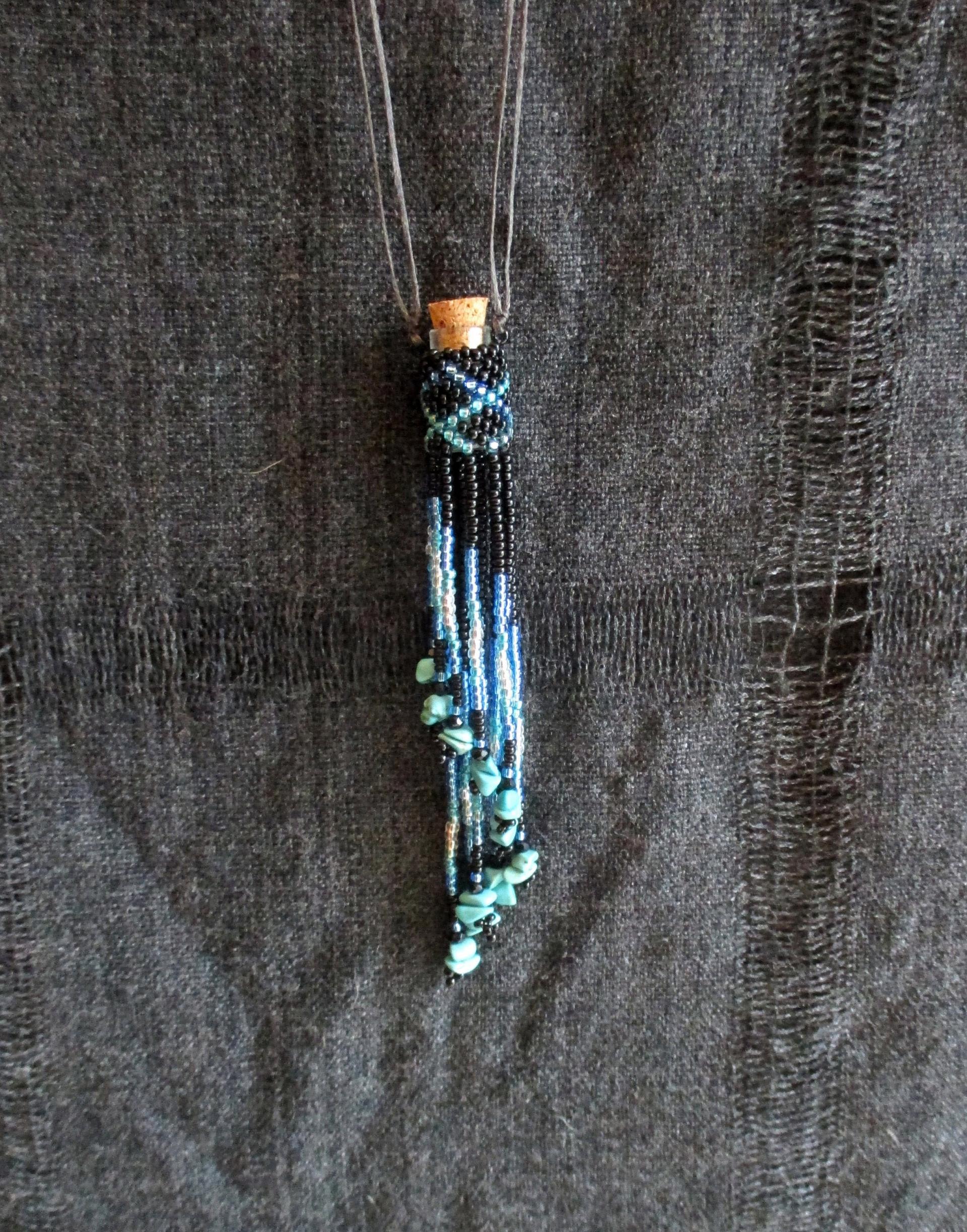 Bead Wrapped Tiny Jar Necklace