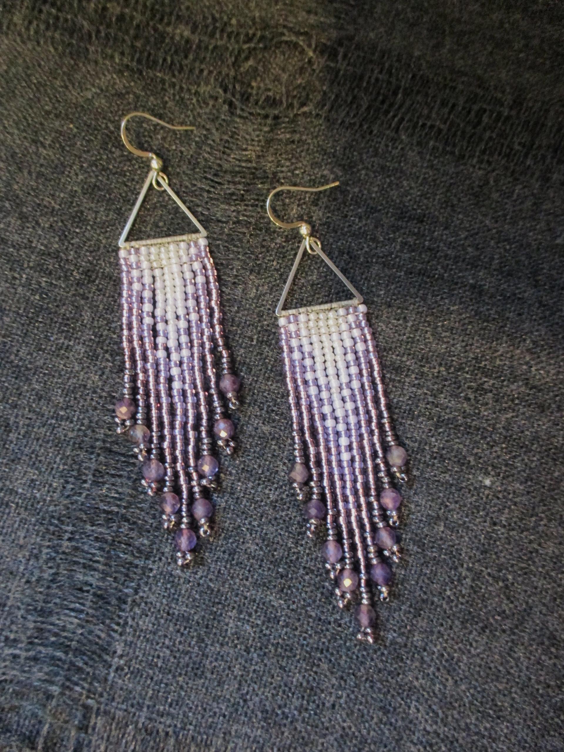 Beaded Fringe Earrings with faceted gemstones