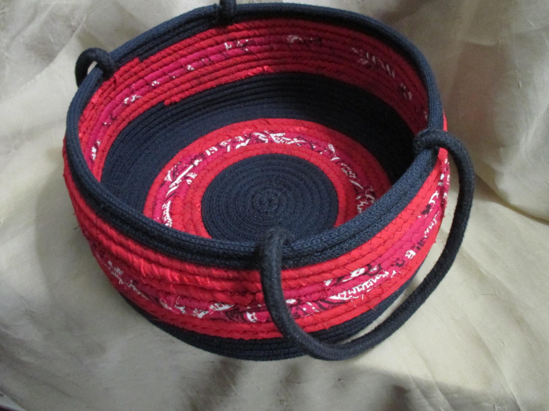 Rope Basket, Large Gathering Basket, Fabric Wrap Basket