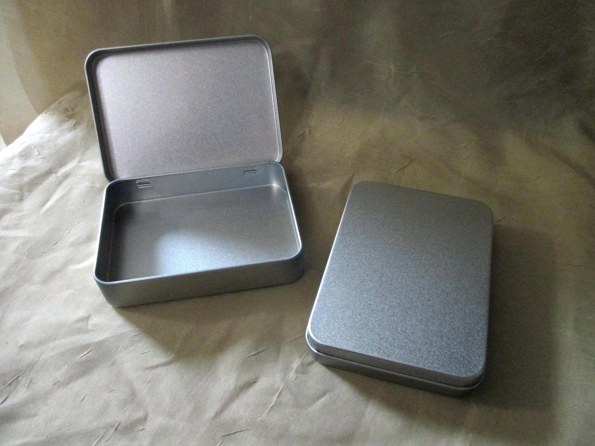 Silver and Black Hinged Tins, Hinged Lid Tin Containers, multiple sizes - Craft Tin, Stash Container, Tin Box