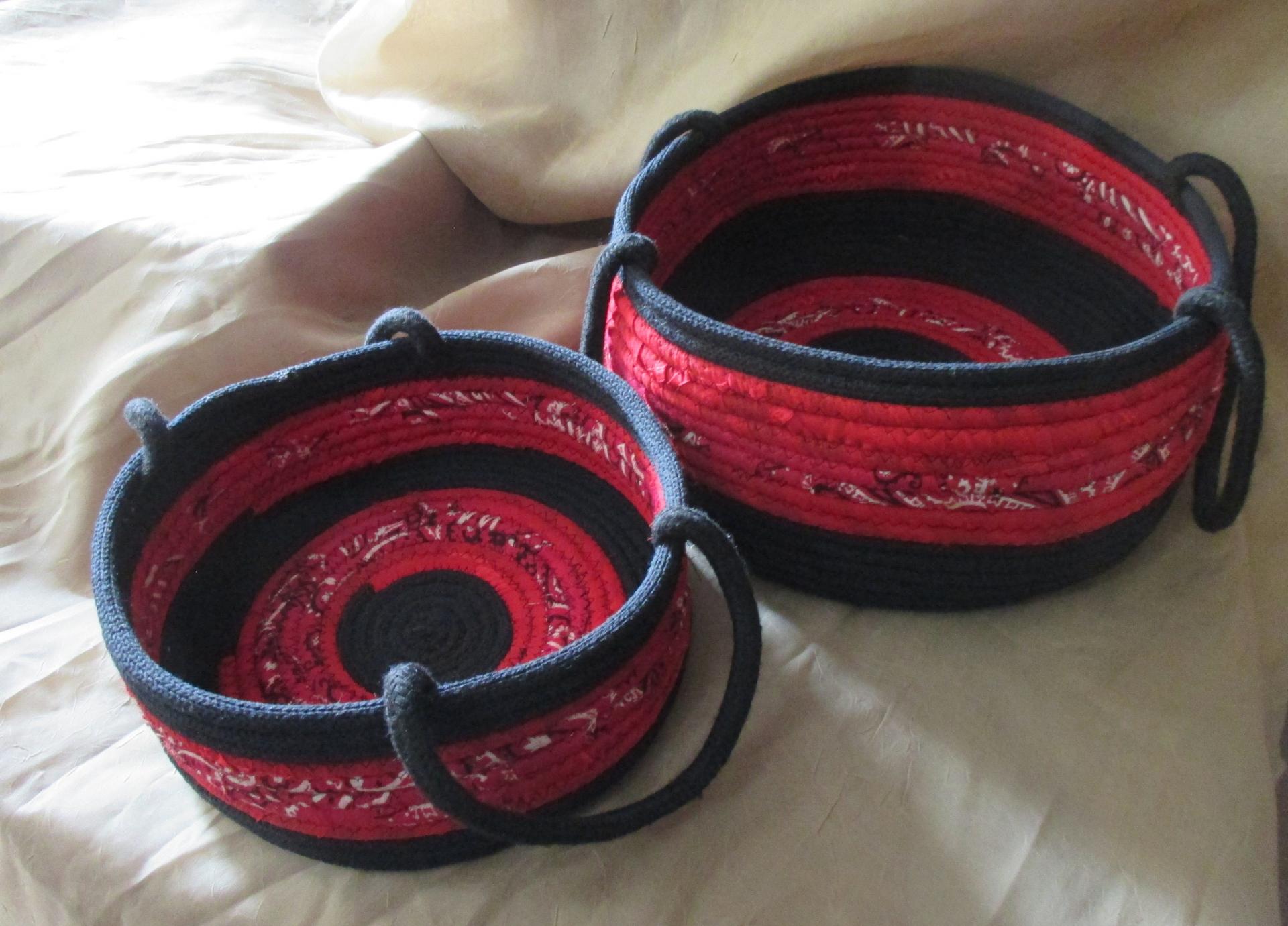 Rope Basket, Large Gathering Basket, Fabric Wrap Basket