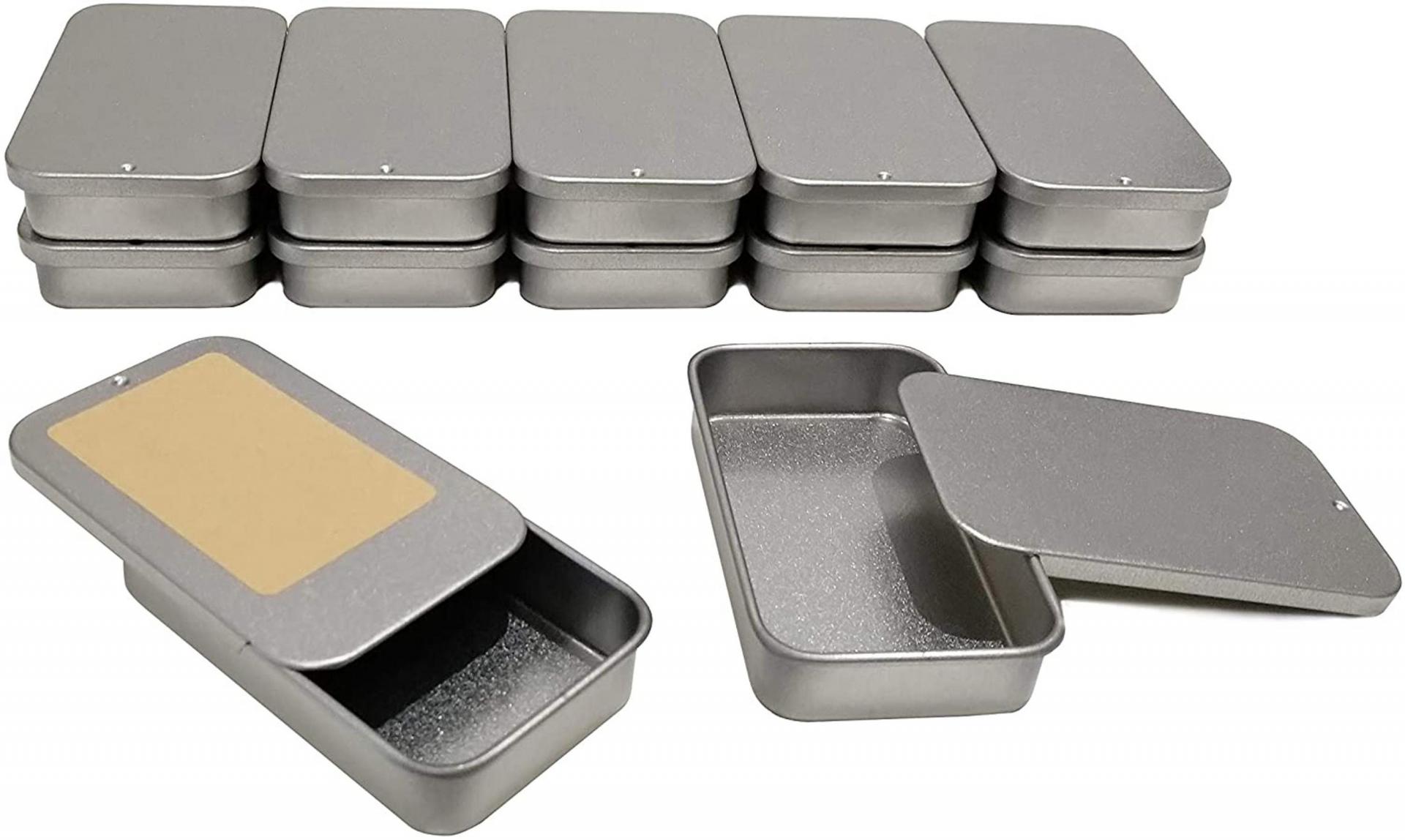 Silver Slider Tins, Slide Lid Tin Containers, multiple sizes - Craft Tin, Stash Container, Needle and Pins Storage