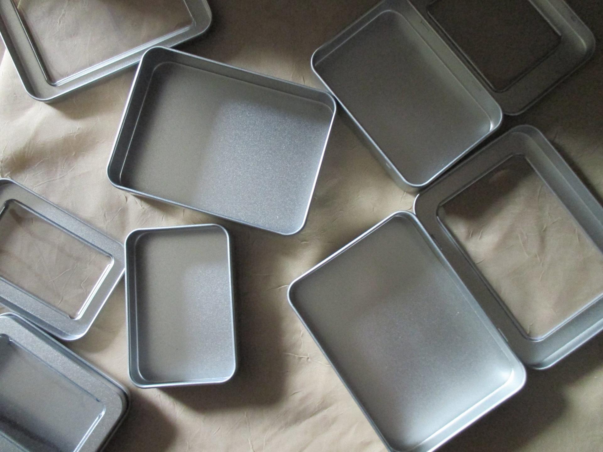 Silver and Black Window Tins, Tin Containers, multiple sizes - Window Lid, Craft Tin, Stash Container, Tin Box