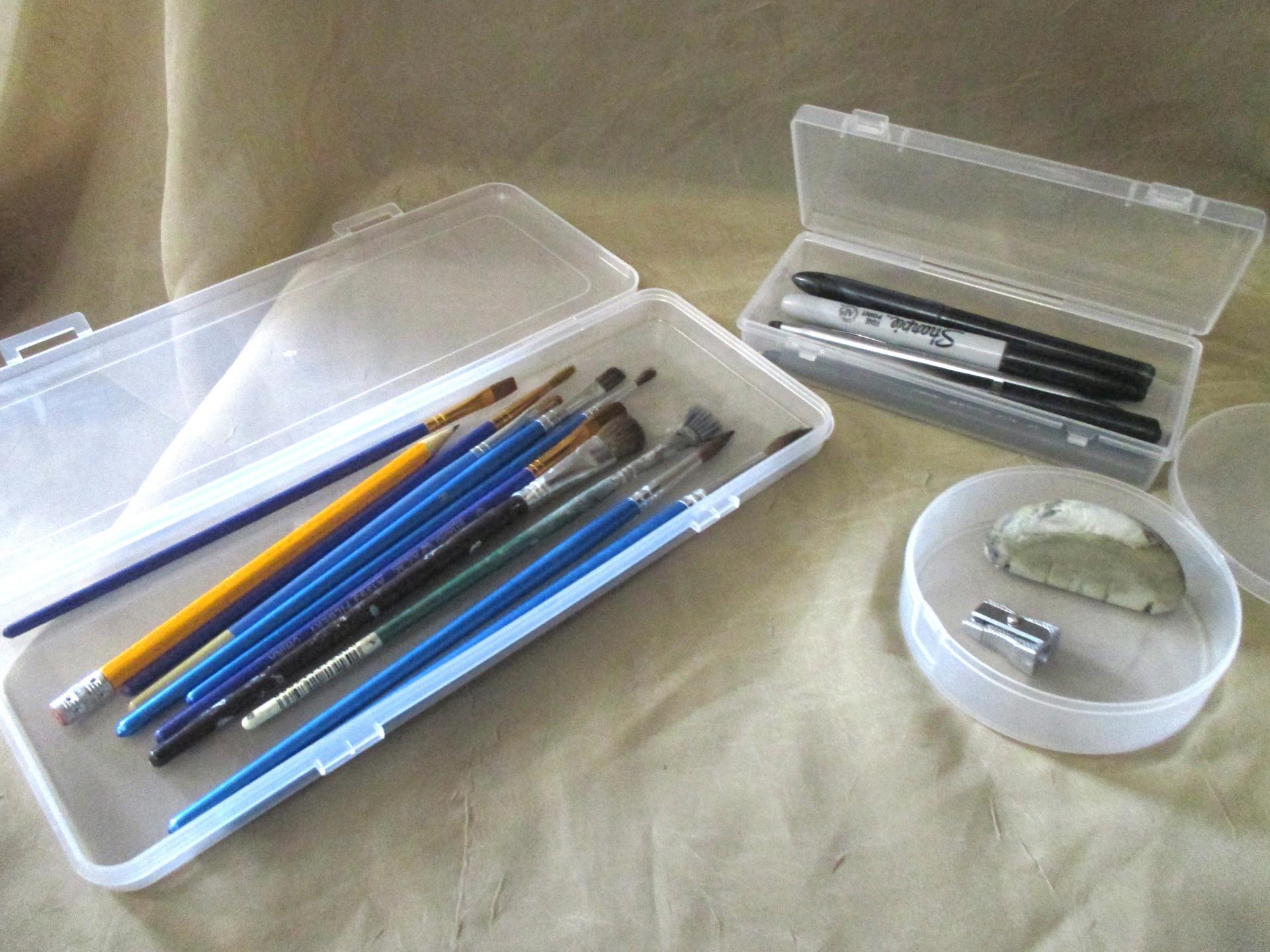 Pen, Brush and Tool Case - Plastic Container, Rectangle, multiple sizes - Storage Container