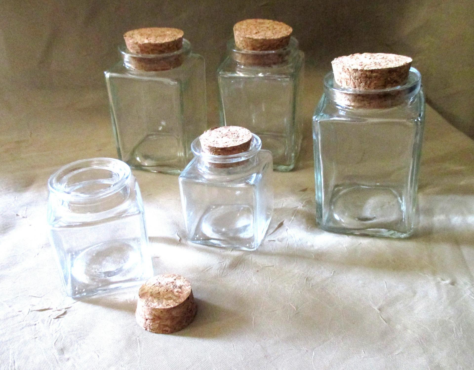 Square Jars with Cork