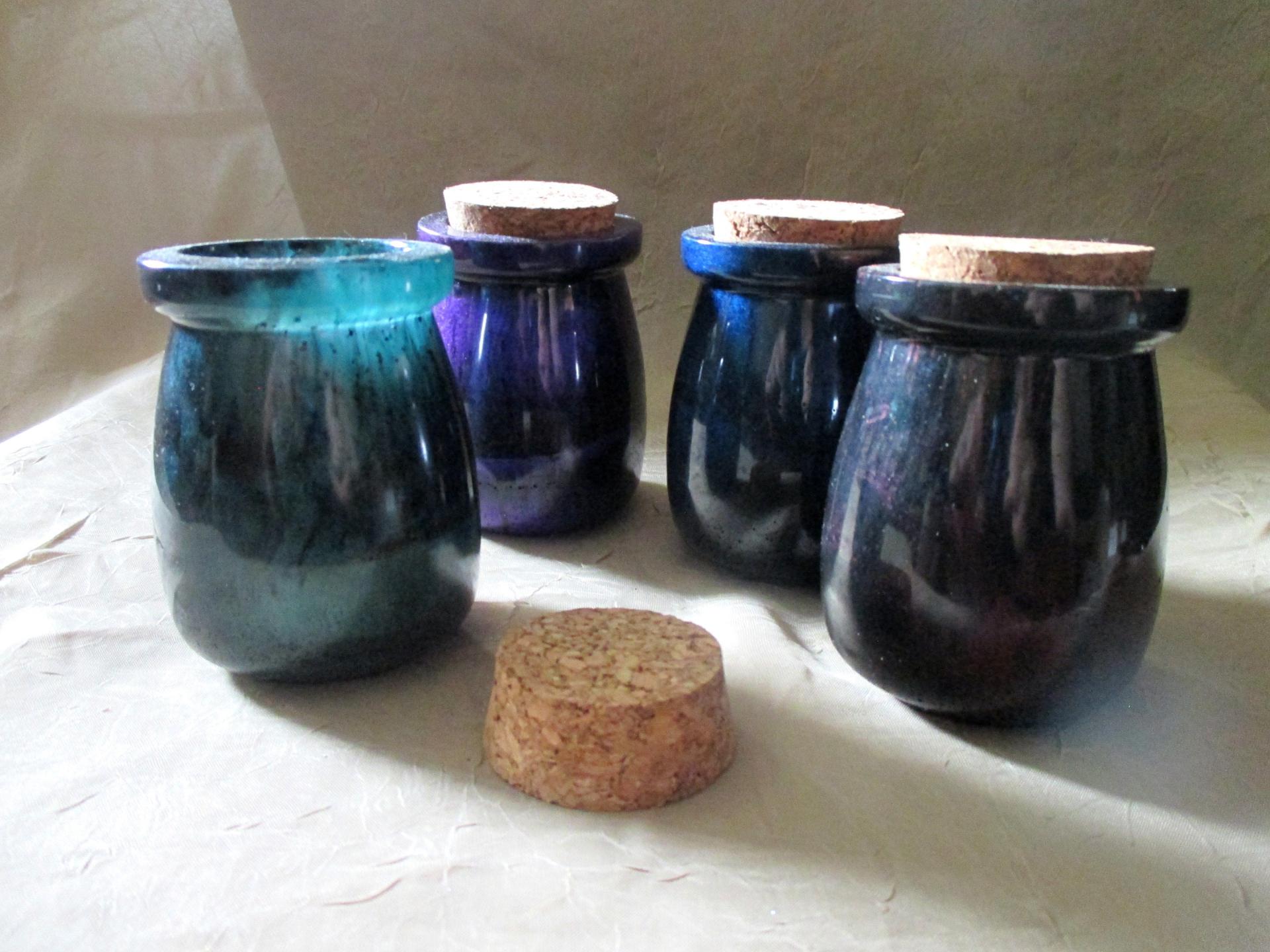 Handmade Jars with Cork - Resin Art - Stash Jar