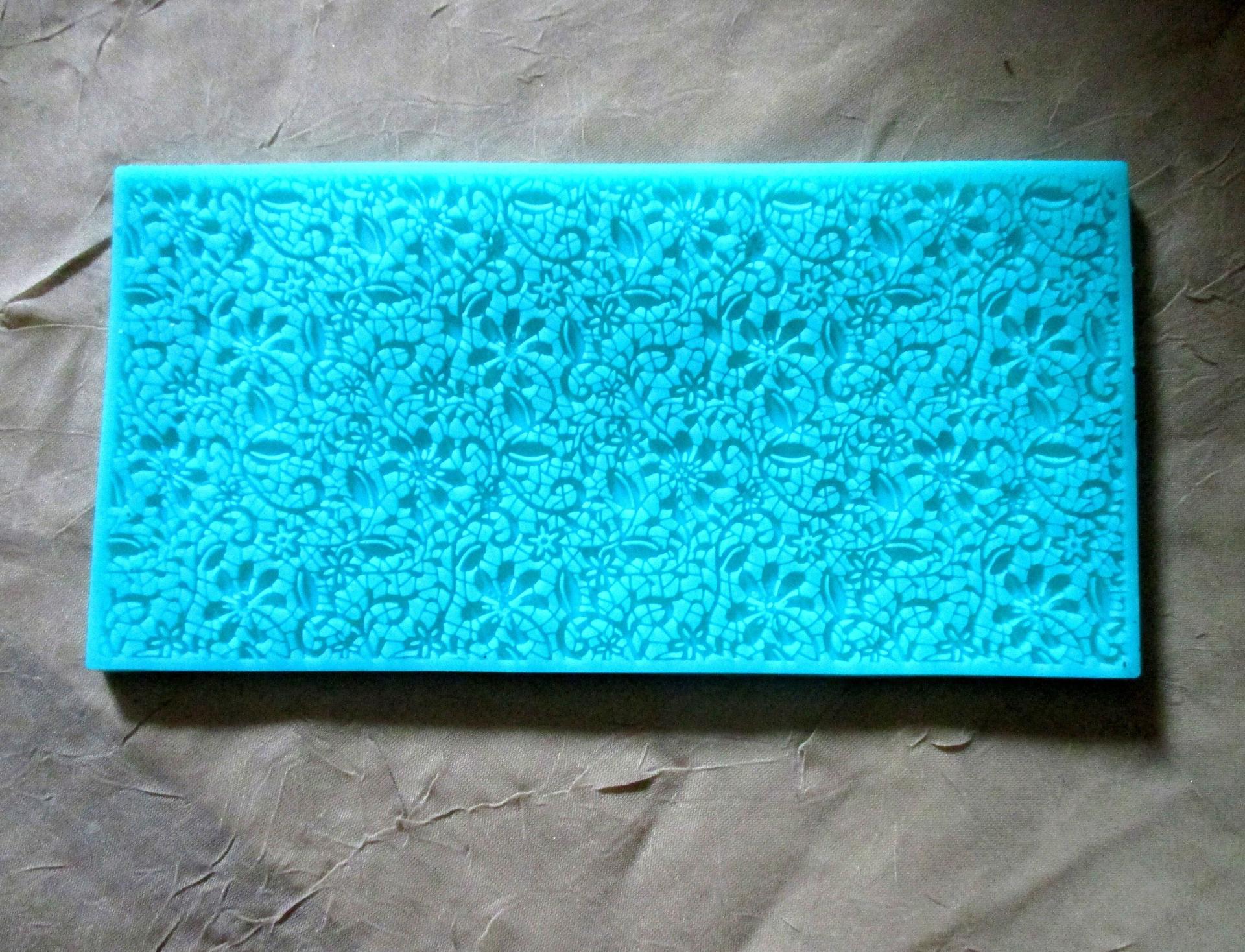 Silicone Floral Lace Mat Mold - Texture Stamp, Embossing Stamp - for use with Clay, Casting, for Soap, or Baking