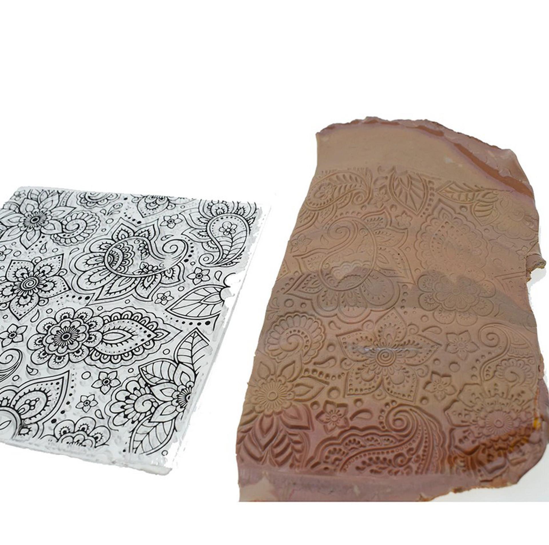 Paisley Mat Mold and Stamp - Texture for Clay, Polymer Clay, Resin and casting - Silicone Cling Stamp