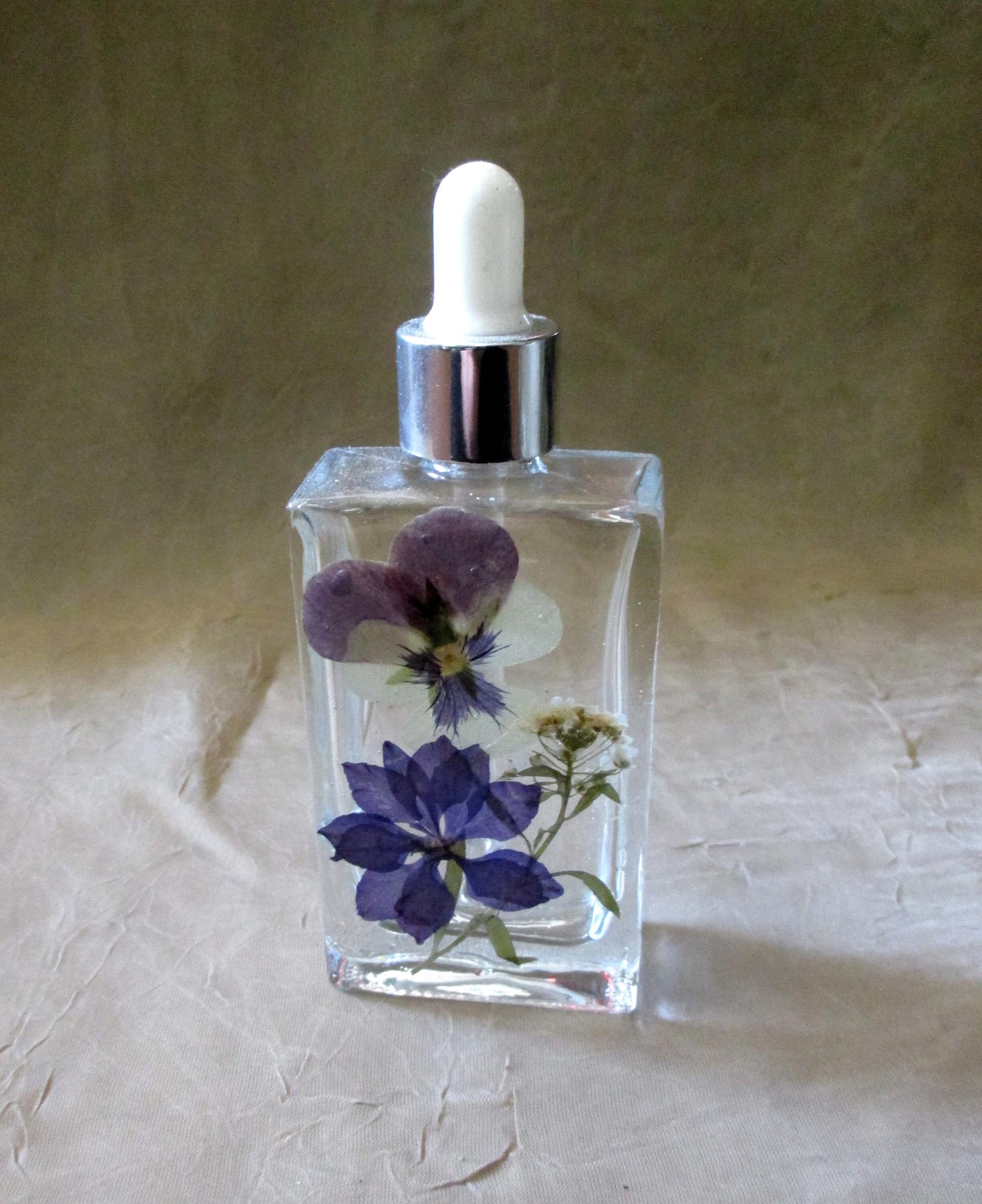 Floral Bottles, w Dropper, Square Bottles, Flowers in Resin