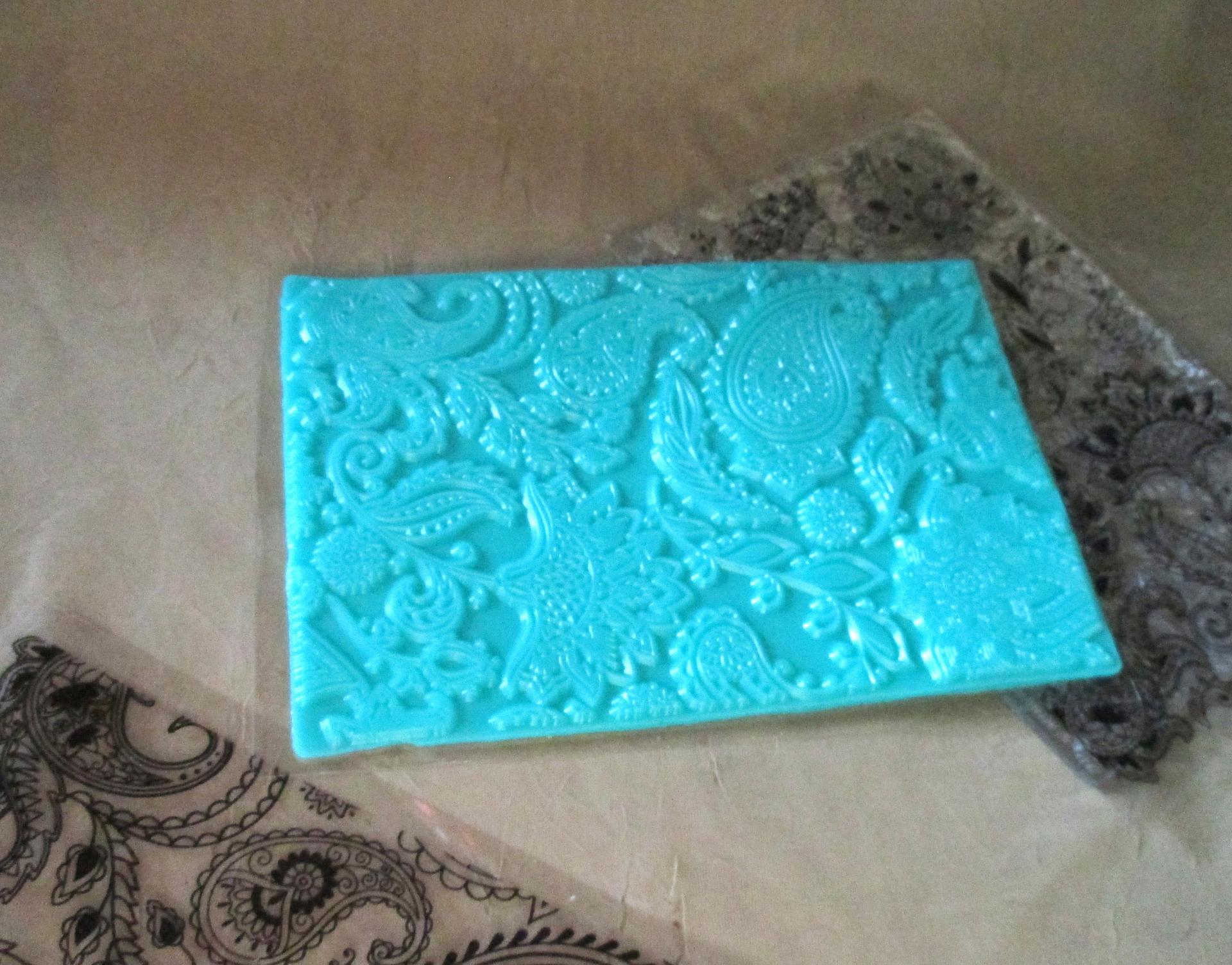 Paisley Mat Mold and Stamp - Texture for Clay, Polymer Clay, Resin and casting - Silicone Cling Stamp