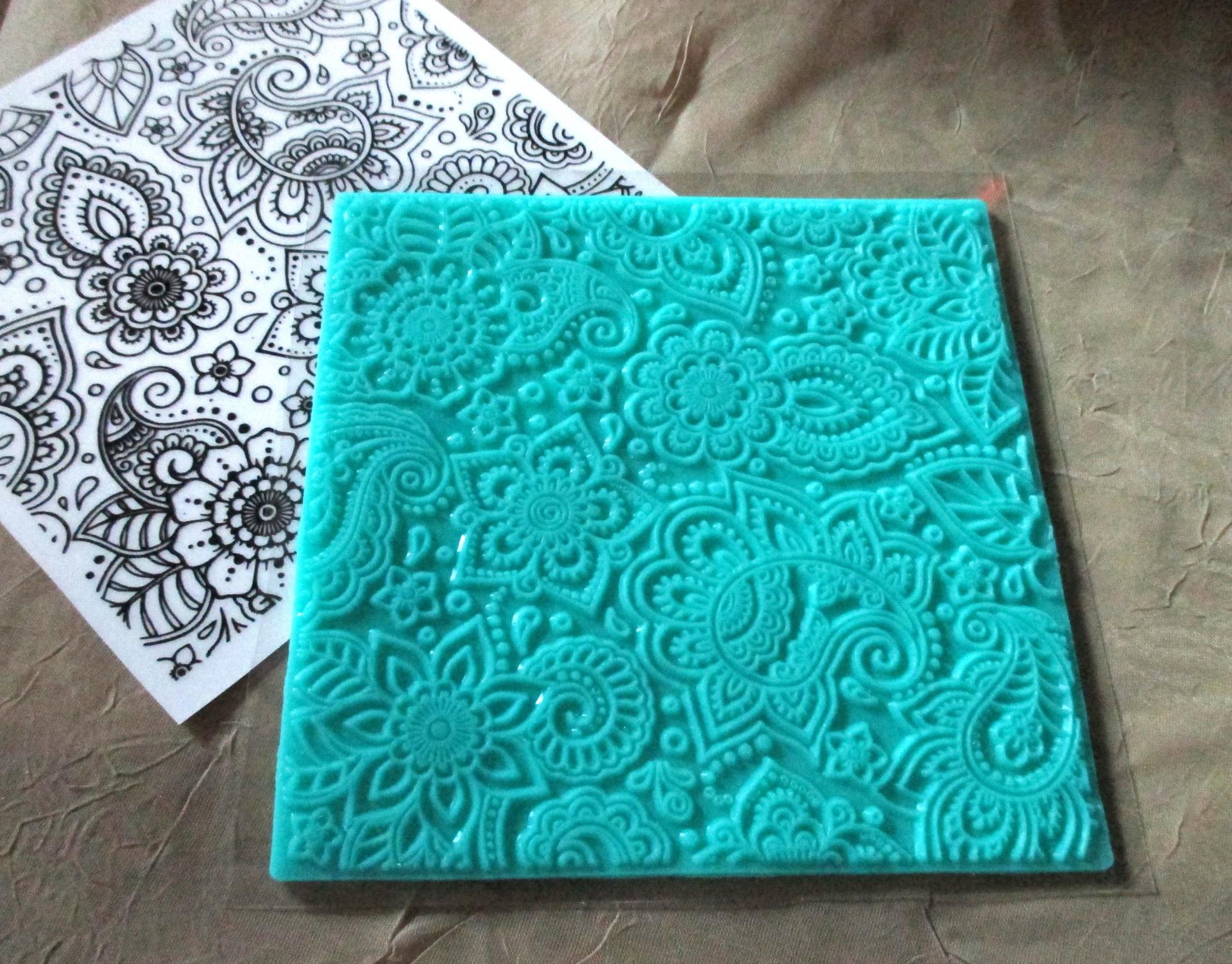 Paisley Mat Mold and Stamp - Texture for Clay, Polymer Clay, Resin and casting - Silicone Cling Stamp