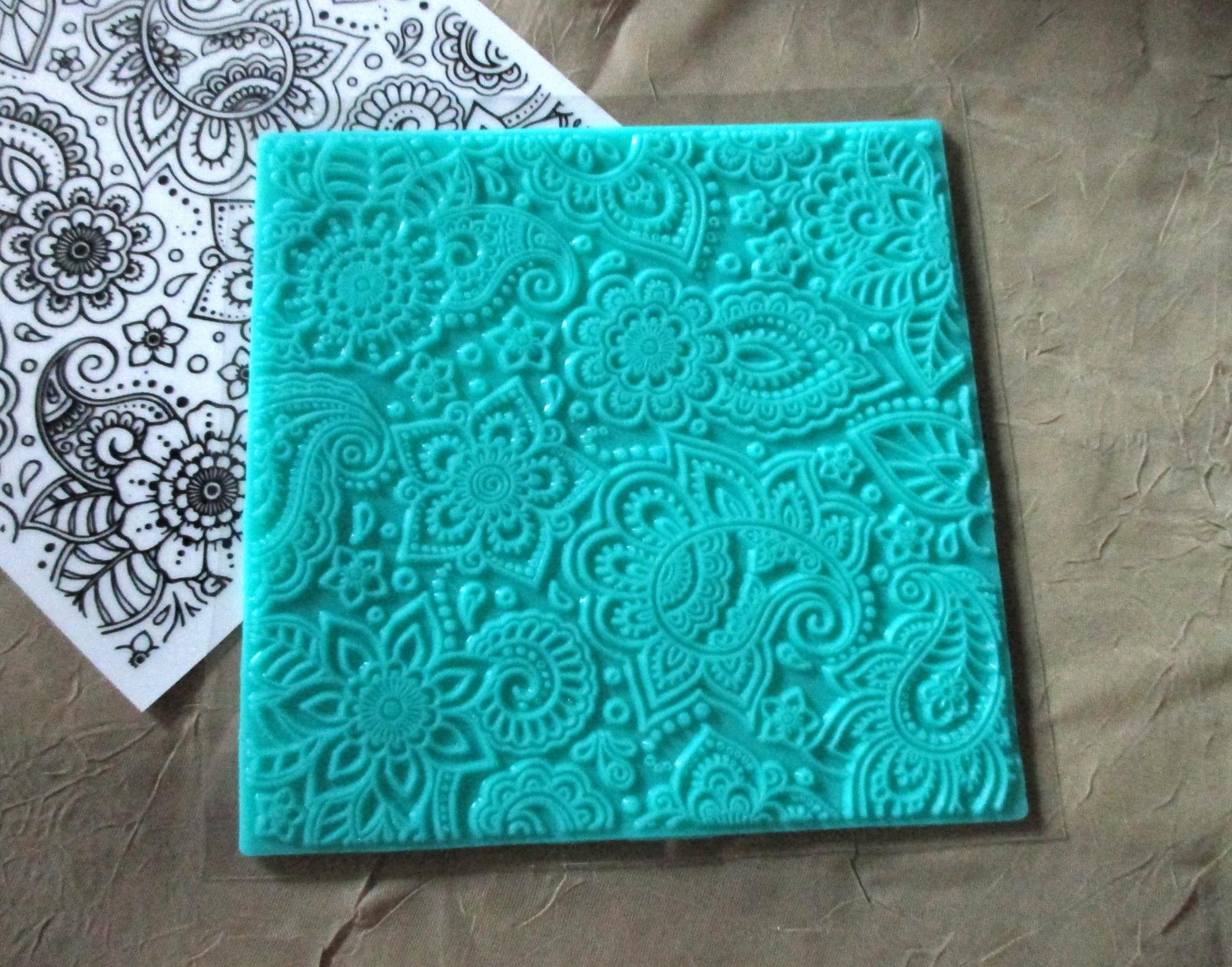 Paisley Mat Mold and Stamp - Texture for Clay, Polymer Clay, Resin and casting - Silicone Cling Stamp