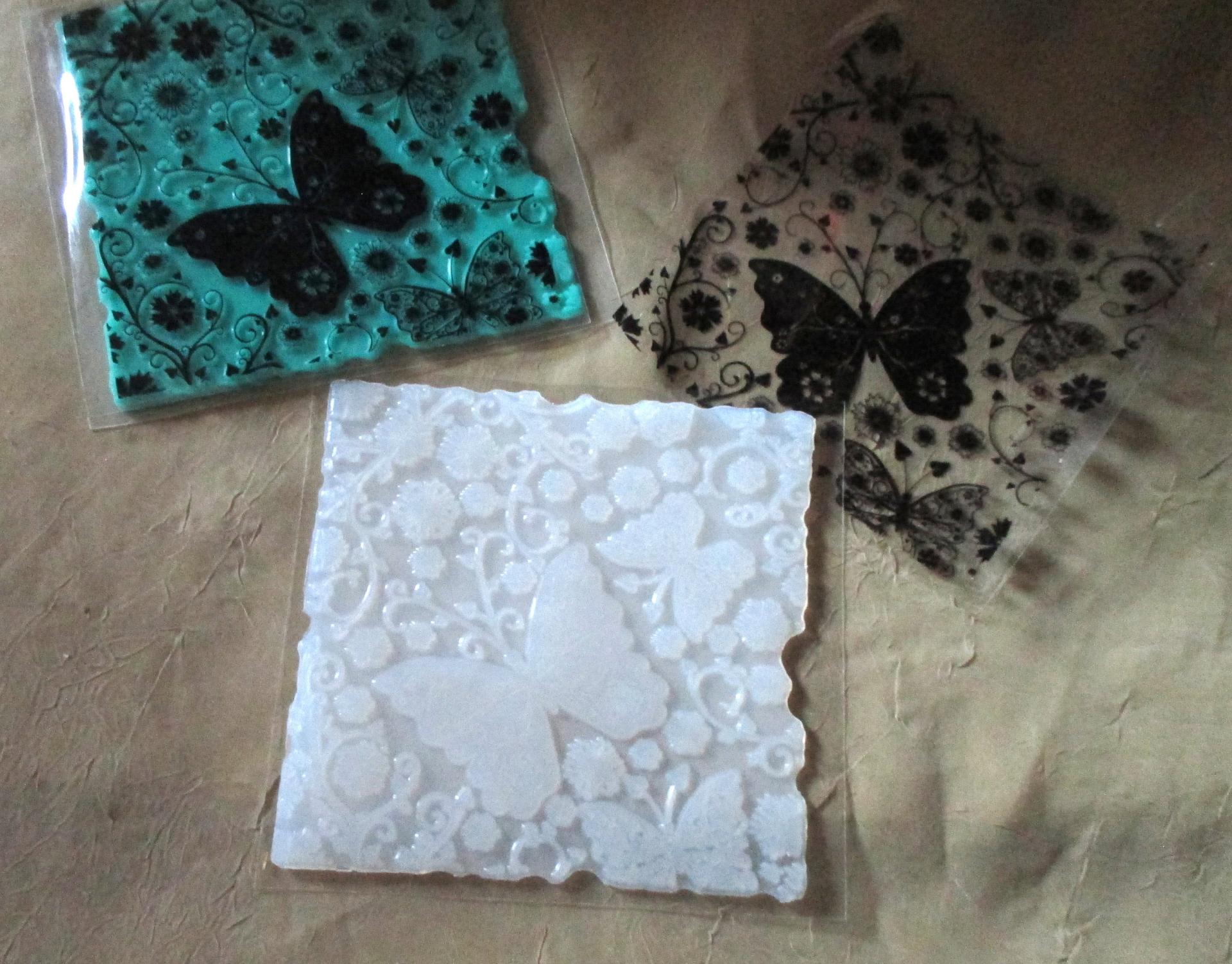 Butterfly Mat Mold and Stamp - Texture for Clay, Polymer Clay, Resin and casting - Silicone Cling Stamp